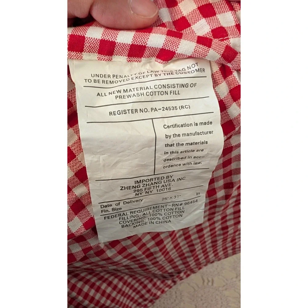 pair of 2 Quilted patchwork shams red checkered standard Cotton pillow cases